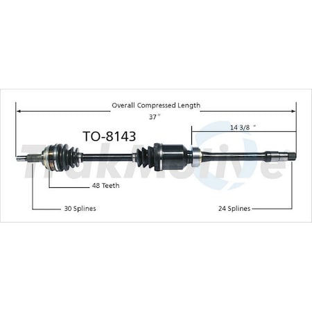Surtrack Axle Cv Axle Shaft, To-8143 TO-8143